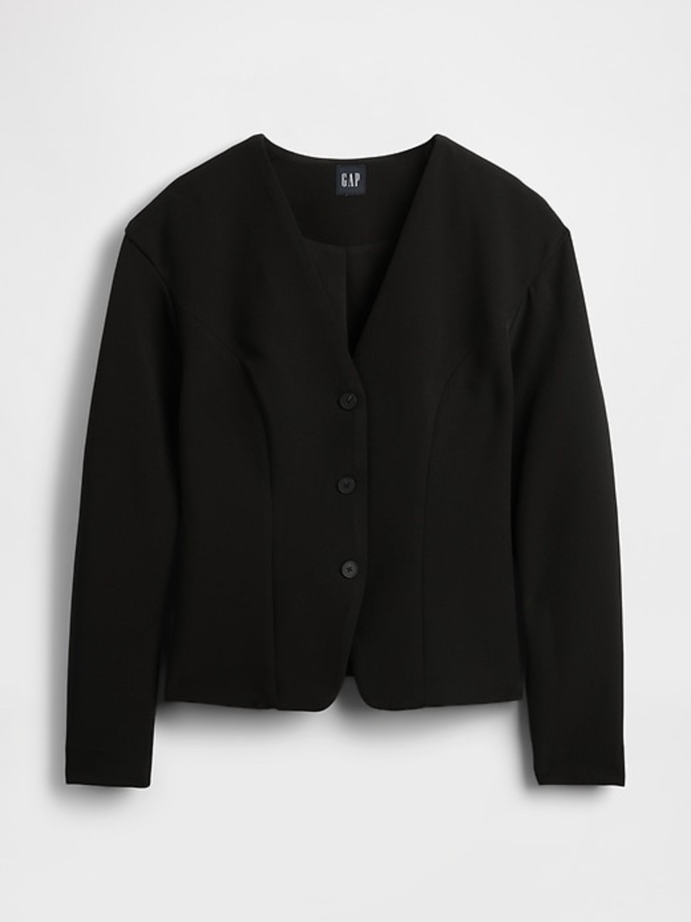 GAP Black V‑Neck Three‑Button Tailored Jacket